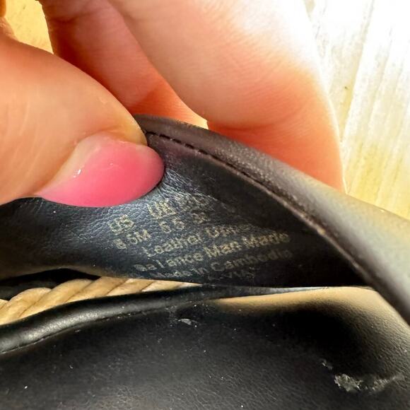 Franco Sarto Espadrille Black leather Sandals Ankle Strap 8.5 Beach Vacation - Picture 10 of 11